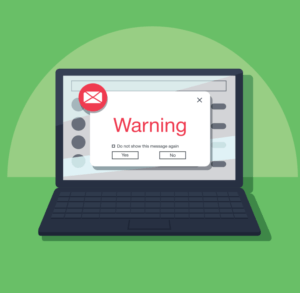 Phishing laptop warning